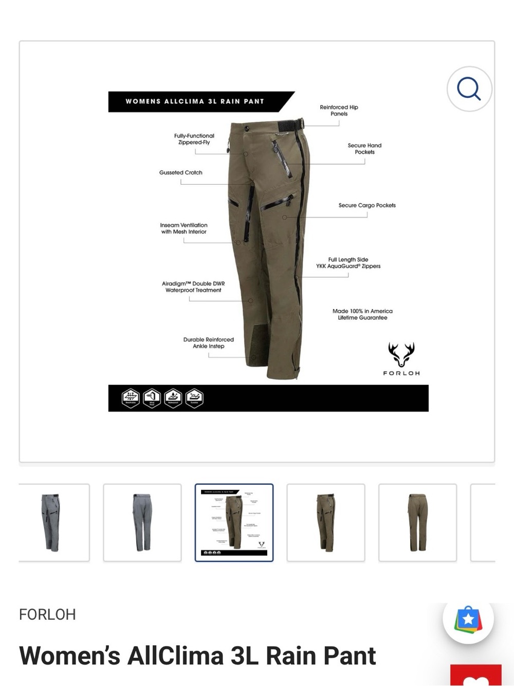 Women's AllClima 3L Rain Pant — Olive